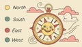 Compass rose with directions, navigation icon vector design Generative AI