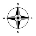 Compass rose with four cardinal directions - North, East, South, West on white background. Illustration