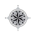 Compass rose with four cardinal directions - North, East, South, West on white background. Illustration