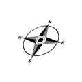 Compass rose with four cardinal directions - North, East, South, West on white background. Illustration