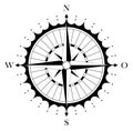 Compass rose with german east description. For marine or nautical navigation and also including in maps on a isolated white backgr Royalty Free Stock Photo