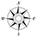 Compass rose with german east description. For marine or nautical navigation and also including in maps on a isolated white backgr Royalty Free Stock Photo