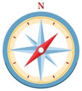 Compass Rose Illustration in Blue Red and Yellow Indicating North for Nautical Exploration Royalty Free Stock Photo