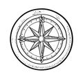 Compass Rose Isolated On White Background. Vector Vintage Engraving Illustration