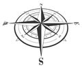 Compass rose isolated on white. Royalty Free Stock Photo
