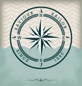 Compass rose nautical retro label