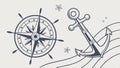 Compass rose, navigation direction, travel map, nautical symbol, north south east, compass guide vector design Generative AI