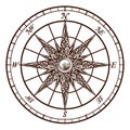 Compass Rose Old Vintage Engraved Etching Map Icon Royalty Free Stock Photo