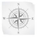 Compass rose over white paper sticker