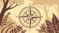 Compass Rose with Unique Plants and Insects, vector design Generative AI Royalty Free Stock Photo