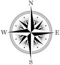 Compass rose vector with four wind directions and Shadow in middle.