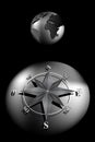 Compass Rose and world globe Royalty Free Stock Photo