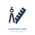 compass and ruler for mathematics icon in trendy design style. compass and ruler for mathematics icon isolated on white background