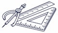 Compass ruler protractor, drafting tools set vector design Generative AI