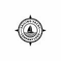 Compass with sailing boat logo design