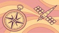 Compass and Satellite in Abstract Space, vector design Generative AI Royalty Free Stock Photo