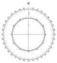 Compass scale vector. Inner and outer scale. Compass Rose in North.