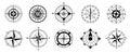 Compass set. Marine wind roses clipart. Navigation icons, nautical monochrome compasses for navigational service, decent