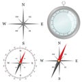 Compass in silver color in part vector illustration Royalty Free Stock Photo