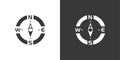 Compass. South direction. Isolated icon on black and white background. Weather vector illustration