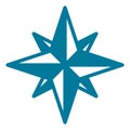 Compass star icon. Blue wind rose symbol