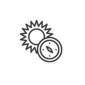 Compass and sun line icon