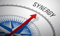 Compass with a Synergy icon. Royalty Free Stock Photo