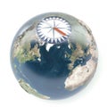 Compass with terrestrial globe