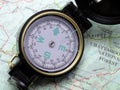 Compass on topo map 1 Royalty Free Stock Photo