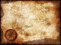 Compass with vintage map Royalty Free Stock Photo