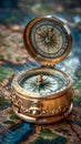 Compass on vintage map Royalty Free Stock Photo