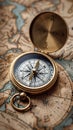 Compass on vintage map Royalty Free Stock Photo