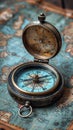 Compass on vintage map Royalty Free Stock Photo