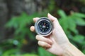 Compass in woman hand