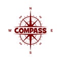 Compass word, compass icon isolated on white background