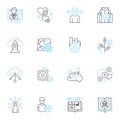 Compassion and activism linear icons set. Empathy, Kindness, Philanthropy, Solidarity, Advocacy, Community, Inclusivity