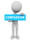 compassion banner held up by little 3d man Royalty Free Stock Photo