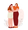 Compassion and support. Mother hug girl, friends helping together. Crying sister or friend, hugging therapy. Sad person Royalty Free Stock Photo