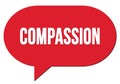 COMPASSION text written in a red speech bubble