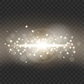 Golden light flare with transparent background, vector illustration Royalty Free Stock Photo