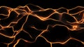 Abstract Glowing Digital Waveform Mesh Background with Fiery Orange Particles Royalty Free Stock Photo