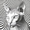 Compelling black and white illustration showcasing of portrait of a sphynx cat Royalty Free Stock Photo