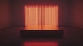 Minimalist Product Showcase Podium in Dark Room with Glowing Vertical Red Neon Lights 3D Render Royalty Free Stock Photo