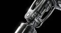 Polished chrome engine piston on a black background Royalty Free Stock Photo