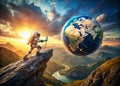A Futuristic Vision of Global Progress A Robots Determination to Overcome Global Challenges Represented Through a