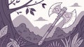 Battle Axe in Mystic Forest, Warrior\'s Rest, vector design Generative AI Royalty Free Stock Photo