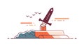 Heroic Sword in Stone, Legendary Quest Vector Illustration vector design Generative AI Royalty Free Stock Photo