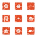 Compensate the natural resource icons set, grunge style Royalty Free Stock Photo