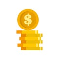 Compensation coin stack icon flat isolated vector