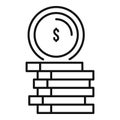 Compensation coin stack icon, outline style